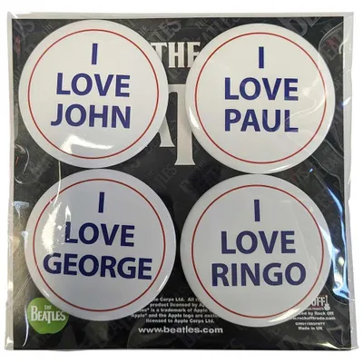Obrázok produktu pre The Beatles - odznak "I Love" 4-Pack RO10187 (jedna veľkosť) (biela/modrá/červená)