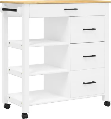 Image de Chariot de cuisine MONZA 84x40x88,5 cm bois massif de pin