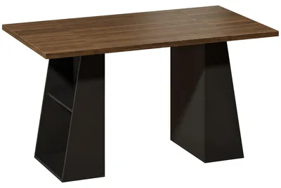Obrázok produktu pre Stôl so 4 otvorenými priehradkami, industriálny štýl | Farba: hnedá a čierna | Rozmery: 140 x 78 x 75 cm