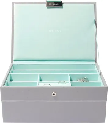 Produktbild von Schmuck Box Set - Aufbewahrung Box Schmuck - Kollektion Organisieren - Modulares Design - 18 x 25 x 11 cm - Graue Münzstätte