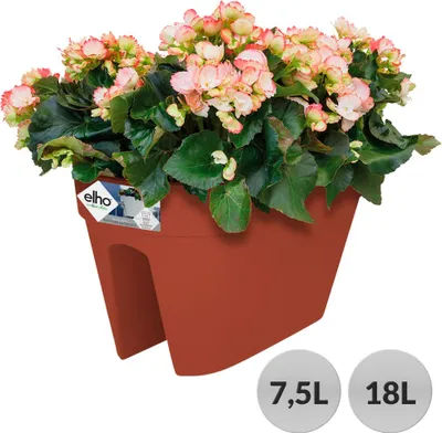 Image de Pot de fleurs rond pour balcon 29 x 26 cm Jardinière en plastique Bac à fleurs pour jardin extérieur