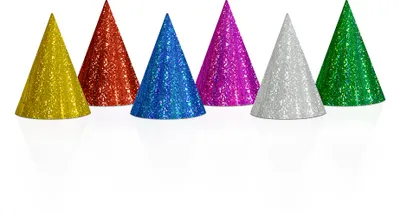 Produktbild von Partyhüte Hologramm 16cm mit Glitzer Effekt 20er Set bunt