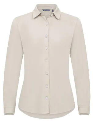 Immagine prodotto di Cutter & Buck - Camicia "Advantage" da donna, aderente, a maniche lunghe, modello ET152 (taglia L), colore beige