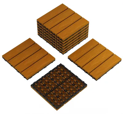 Immagine prodotto di Piastrelle per terrazza in WPC - Piastrelle a incastro 30x30 cm - Resistenti agli agenti atmosferici, spessore 2 cm, ideali per balconi e giardini, aspetto legno - Set da 9 pezzi - Marrone