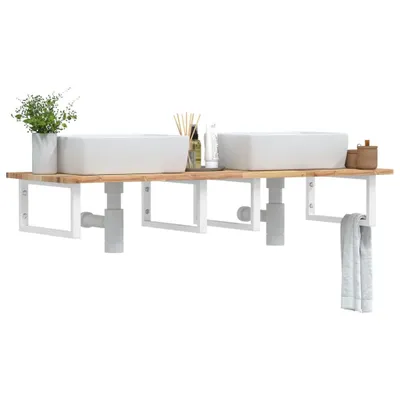 Immagine prodotto di Maison Exclusive - Mensola lavabo da parete in acciaio e legno di acacia