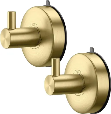 Goldene Handtuchhaken Set von 2 - Rostfreier Stahl Saugnapfhaken für Badezimmer und Küche