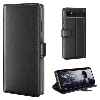 Produktbild von Echtleder Handyhülle für Sony Xperia 10 VII Lederhülle Cover Case Tasche Klapphülle Fliphülle Leder Hülle Farbe: Schwarz