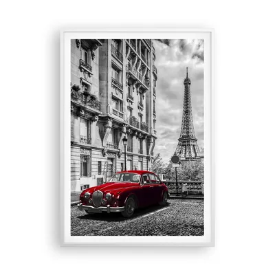 Produktbild von Gerahmtes Poster - Weißer Rahmen - Auto Eiffle Straße Gebäude - 70x100 cm - Wand Bild - Wanddeko - Wandbilder - Wandposter - Bilderrahmen - Bilder - Kunstdruck - Wandbild - P2WPA70x100-3214