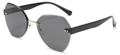 Ovale rahmenlose Designer-Sonnenbrille Schwarz-Grau