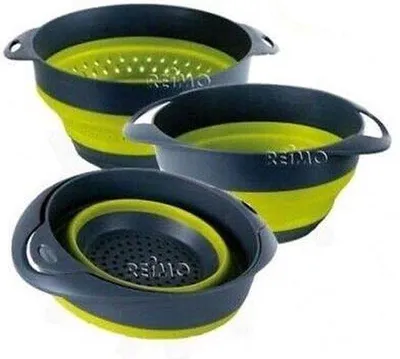 Image de Bol et passoire en silicone Camp4 - Gris/Vert citron