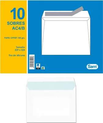 Imagen del producto de Paquete genérico con 10 sobres blancos de 229x324 mm, con rayas transparentes. Transparente. Talla única