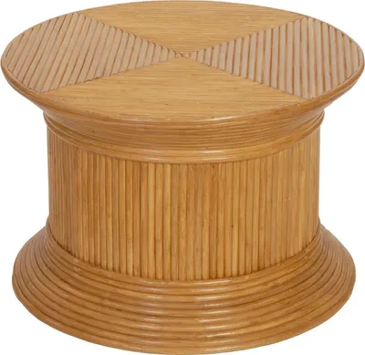 Produktbild von KRINES HOME Runde Blumensäule, Pflanzenständer aus echtem Rattan / Blumenhocker Ø60x40cm (Honig)