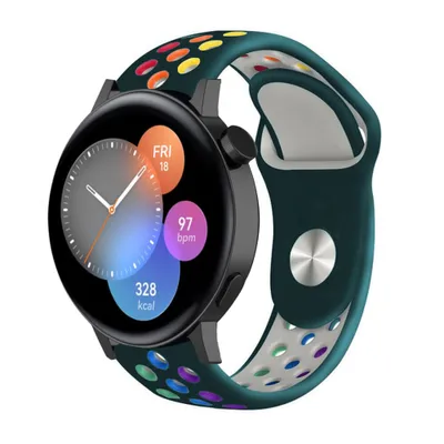 Produktbild von Strap-it Huawei Watch GT 3 42mm Sportarmband (Piniengrün/Bunt)