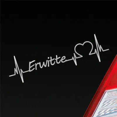 Produktbild von Auto Aufkleber Erwitte Herz Herzschlag 19x5 cm Silber Sticker Heckscheibenaufkleber