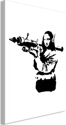Produktbild von Vliesstoff Leinwandbild - Banksy Mona Lisa with Rocket Launcher (1 Part) Vertical 60x90 cm Streetart h-C-0149-b-a