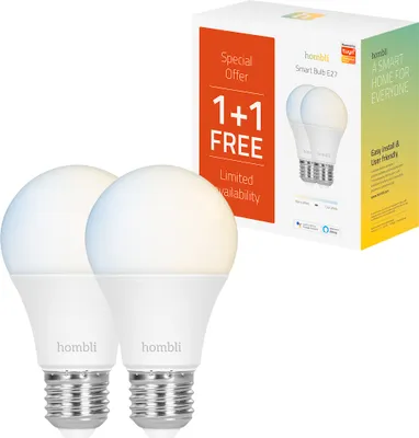 Zdjęcie produktu dla Hombli Smart Bulb E27, Inteligentne żarówki, Wi-Fi, Biały, LED, Plastik, E27