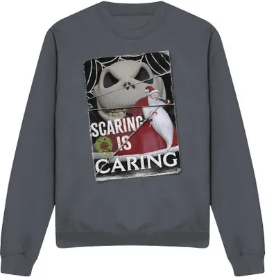 Obrázek produktu pro The Nightmare Before Christmas - "Scaring Is Caring" Sweatshirt für Herren/Damen Uni TV3391 (S) (Holzkohle)