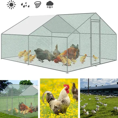 Obrázok produktu pre Yakimz kurník pre kurčatá kurník voľný výbeh 3x4x2m voliéra výbeh pre zvieratá hydinový dom kurník PE strecha klietka pre domáce zvieratá
