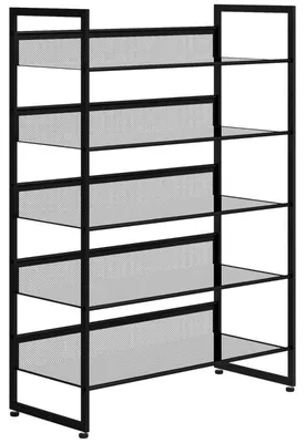 Produktbild von Schuhregal 5 Ebenen für 15 Paar Schuhe | Farbe: Schwarz | Abmessungen: 72x30x102 cm
