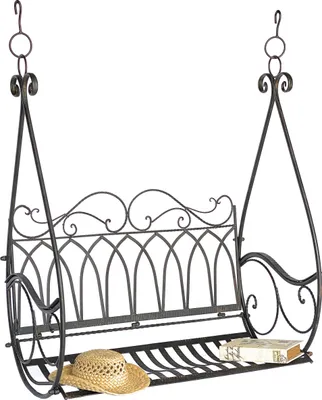 Produktbild von DanDiBo Hängebank Metall Braun Wetterfest Schaukel Gondel Hängesessel 1868 2 Sitzer Gartenbank