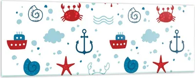 Produktbild von Bilder auf glas - Meer Boot Anker Schiff - 90x30cm - Glasbilder - Wandbilder - Kunstdruck - zum Aufhängen bereit - Wanddekoration aus Glas - Glas Bilder - Wandbild auf Glas - Einteilig - GAB90x30-2889