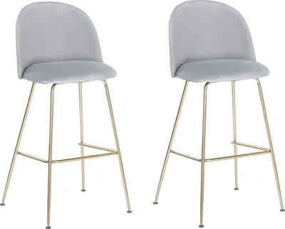 Produktbild von BELIANI Trendy Barstuhl Grau Gold Samtstoff Metall Glamour Look Modern Esszimer Wohnzimmer