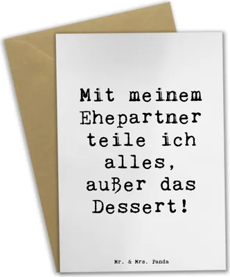 Produktbild von Mr. & Mrs. Panda Glückwunschkarte Spruch Ehepartner Dessert - Weiß - Geschenk, weihnachtskarten, Grußkarte, Familie, osterkarten, Beziehung, Teilen, persönliche Grenzen