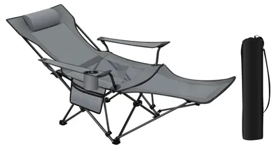 Immagine prodotto di Sedia pieghevole da campeggio - Sedia da campeggio - Sedia da spiaggia - Schienale regolabile - Con poggiapiedi