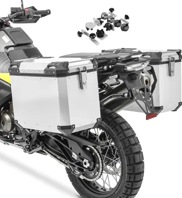 Obrázok produktu pre Sada hliníkových kufrov na motorku / hliníkový bočný kufor # QP48 + adaptér strieborný