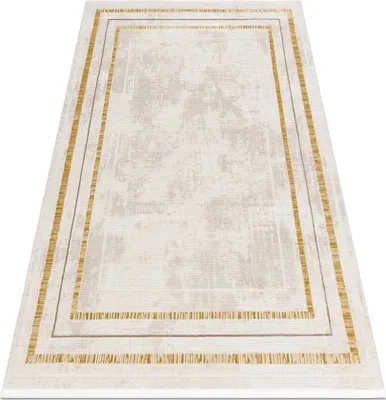 Zdjęcie produktu dla Dywan DUKE 51523 krem / złoty - Ramka, strukturalny, bardzo miękki, frędzle  beżowy 160x220 cm