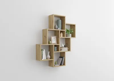 Produktbild von Wandregal >LAURIO 2< in Artisan Eiche Nachbildung - 81,2x94,3x15,7cm (BxHxT)