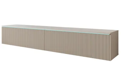 Produktbild von MINIO TV-Lowboard DONNA 180 cm mit LED-Beleuchtung, abgerundete Rillenfräsung MDF - Kaschmirbeige