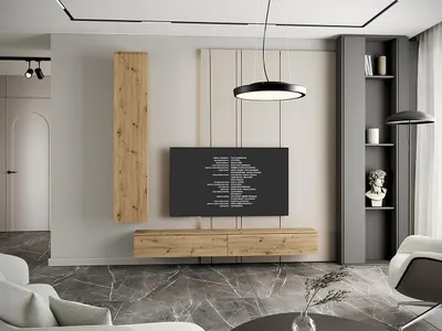 Produktbild von Wohnwand FIGO 5 Artisan Eiche mit TV Lowboard, Hängeschrank und PUSH-TO-OPEN