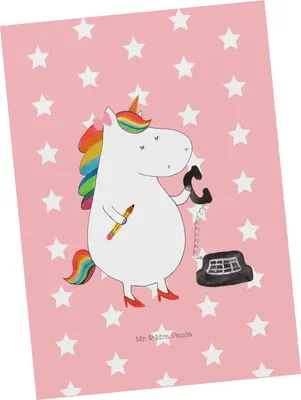 Produktbild von Mr. & Mrs. Panda Postkarte Einhorn Sekretärin - Rot Pastell - Geschenk, bildkarte, Postkarten, Einhörner, Unicorn, Steuerkanzlei, Fotokarte, Steuerbüro, Grußkarte