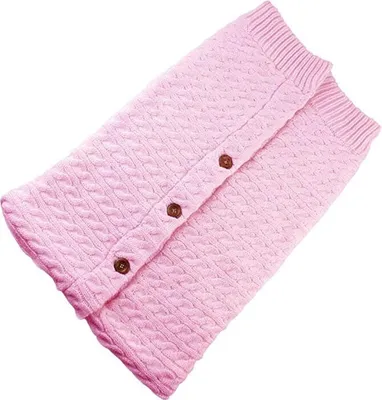 Produktbild von Baby Schlafsack für Kinderwagen Gestrickt Schlafsack Süße Samt Warme Tasche Pucksack Stricken Wickeln Abnehmbare Ärmel Strick Decke Schlafsack Swaddle für Babys Neugeboren