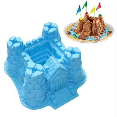 Produktbild von GKA XXL 3D Silikon Backform Schloß Burg Ritterburg Silikonbackform 30 cm Fondantform Muffin Silikonform Kinder Form Jungen Muffin Kuchen