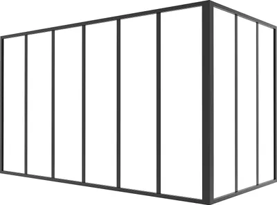Produktbild von Verglaste industrielle Eckwand aus pulverbeschichtetem Aluminium - B 180 x B 90 x H 105 - Schwarz - BAYVIEW
