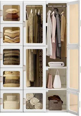 Produktbild von Dripex Kleiderschrank Faltbarer Schrank Mehrzweckschrank mit magnetische Türen（11-Türen-2-Stange）