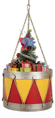 Zdjęcie produktu dla Clayre & Eef Bęben dekoracyjny Ø 21x34/43 cm Żółty Czerwony Metal