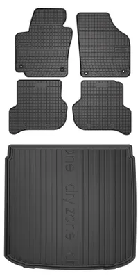 Imagen del producto de Alfombrillas de goma + bandeja de maletero para Seat Altea 2008-2015 (monovolumen) – juego de 5 piezas, negras, a medida – Wielganizator SolidPRO