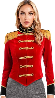 Produktbild von Damen Kurzjacke Samt Blazer Gr. M Jäckchen Showman Ringmaster Kostüm Zirkus Cosplay Outerwear