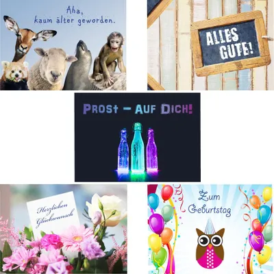 Produktbild von PRICARO Geburtstagskarten mit Briefumschlägen "Motive 1", A6, 20 Stück