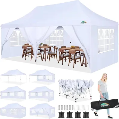 Image de Pavillon, toile imperméable, montage facile, blanc, 3x6m