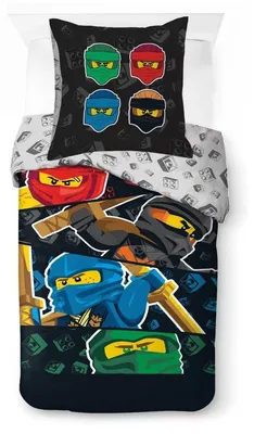 Produktbild von Lego Ninjago Bettbezug, 140 x 200 cm, Motiv: Elemente – Baumwolle – Kissenbezug: 70 x 90 cm