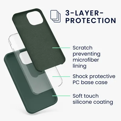 Produktbild von kwmobile Handyhülle für iPhone 13 mini Hülle, für iPhone 13 mini Case - Hülle Silikon - kabelloses Laden - Moosgrün