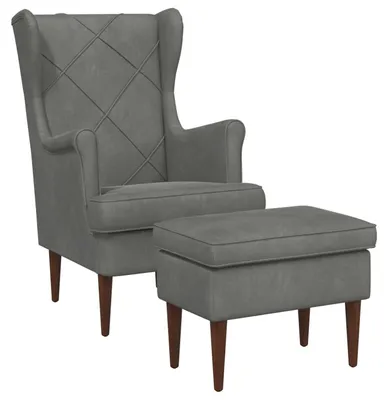Image de Fauteuil vidaXL avec repose-pieds, lot de 2, gris foncé, en velours