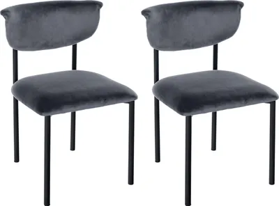Produktbild von CLP 2er Set Esszimmerstuhl Gambell Samt, Küchenstuhl bis 130 kg belastbar, dunkelgrau