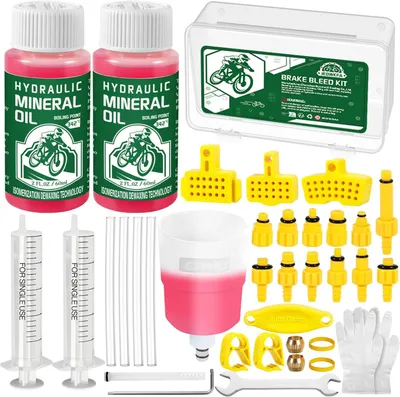 Imagen del producto de Kit de purga para frenos de disco hidráulicos, de 36 piezas, que incluye 120 ml de líquido de frenos mineral