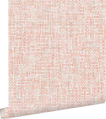 Zdjęcie produktu dla ESTAhome Tapeta tkana lniana tekstura brzoskwiniowo-pomarańczowo-różowym 53 cm x 10.05 m