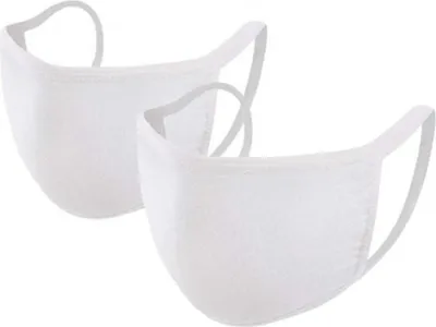Produktbild von Gesichtsmaske 80% Baumwolle, 20% Polyester, gewirkt, 3-lagig, weiß, 2 Stück im Set